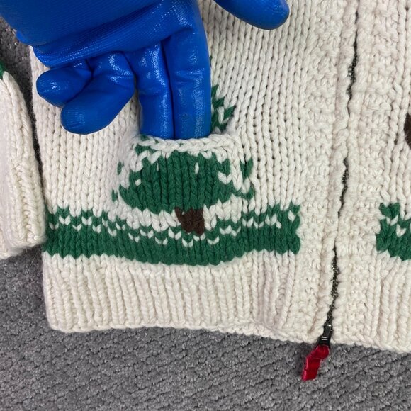 American Eagle Handknit Sweater Women's Large Alpaca Blend Bear Tree Fair Isle - Picture 7 of 14